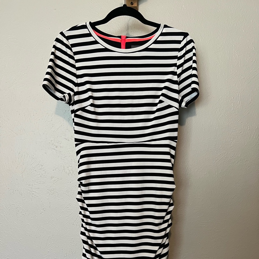 Vince Camuto Stripe Side Ruched Dress